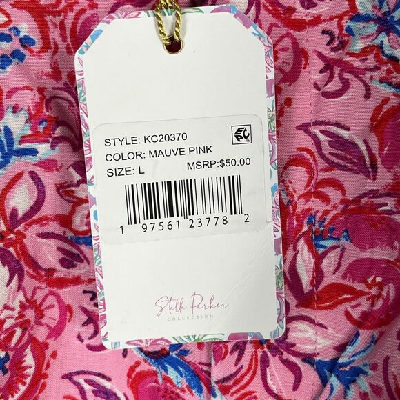 Stella Parker Shorts Womens Large Pink Rayon Floral Button High Waist Chino Boho - Picture 9 of 11